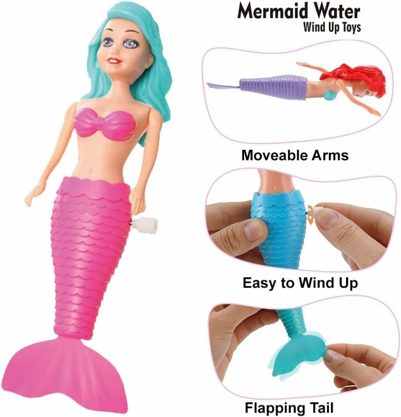 Giocattoli da bagno | Mermaid Bath Toys For Toddlers Kids Girls – Princess Wind Up Tail Flap Floating Water Bathtub Toys Swimming Pool Bathing Time Fun (6 Pack)  
Giocattoli da Bagno Meravigliose per Bambini – Collana di Sirenetta con Coda Rotante e Flap Galleggiante per Vasca da Bagno e Piscina, Tempo di Bagno divertente (6 Confezioni)