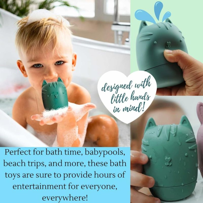 Giocattoli da bagno | Mold Free Silicone Bath Toys – Baby Bath Toys 6-12 Months – Toddlers 1-3 – Non Toxic Infant Bathtub Toy – Water Toys – Pool Toy – Dishwasher Safe (Coral)