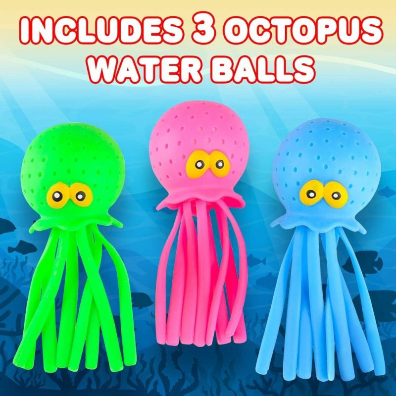 Giocattoli da bagno | Octopus Water Balls – Set Da 3 – Giocattoli da Bagno in Gomma per Bambini – Giocattoli da Piscina per la Rilascio dello Stress Sensoriale per Bambini – Borse Buone Carine da riempire per Bambini e Bambine – Rosa, Blu e Verde