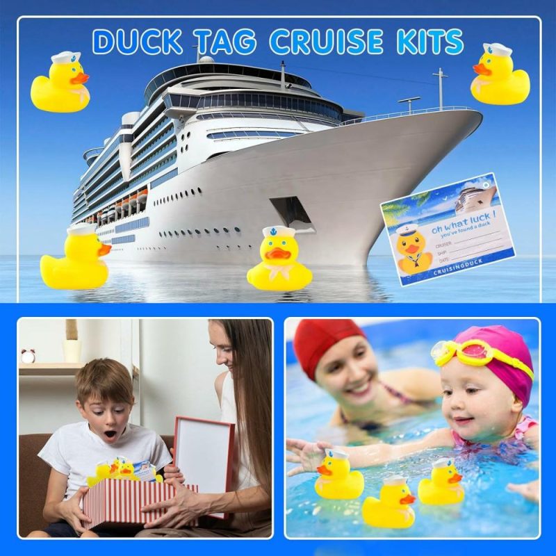 Giocattoli da bagno | Pacchetto da 36 pezzi per Cruise Duck Tag, include 12 Pcs Anatre di Gomma per Vela, 12 Pcs targhette per Anatre e 12 Pcs elastici per Navi da Crociera, nascondi Carnevali Anatre, Forniture per Carnevali e Decorazioni per Party.