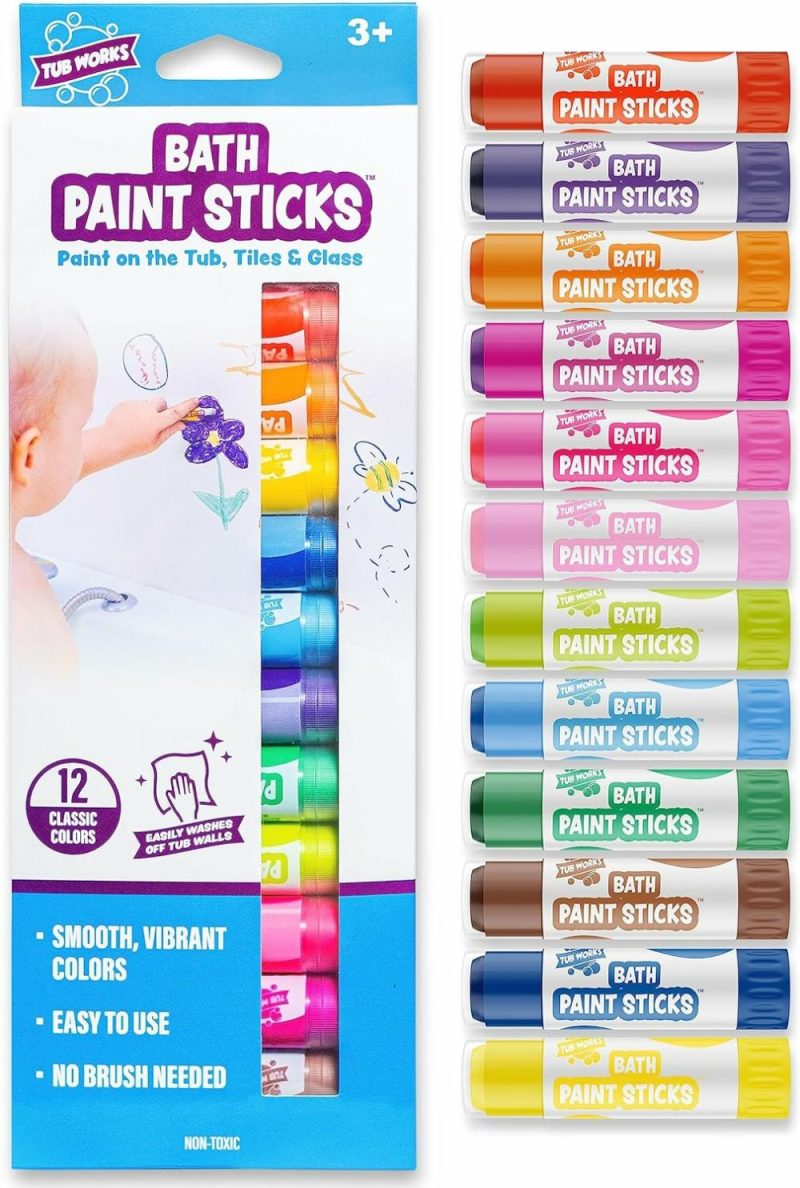 Giocattoli da bagno | Pennelli per Bagno Paint Sticks Gioco Bagno 12 Pezzi | Colori Bagno Senza Toxicità Lavabili | Sticks Rotabili Disegnano Senza Sforzo sulle Pareti della Vasca | Alternativa Sfumata e Vibrante ai Crayon da Bagno