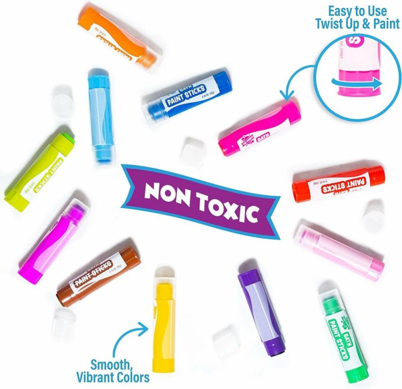 Giocattoli da bagno | Pennelli per Bagno Paint Sticks Gioco Bagno 12 Pezzi | Colori Bagno Senza Toxicità Lavabili | Sticks Rotabili Disegnano Senza Sforzo sulle Pareti della Vasca | Alternativa Sfumata e Vibrante ai Crayon da Bagno