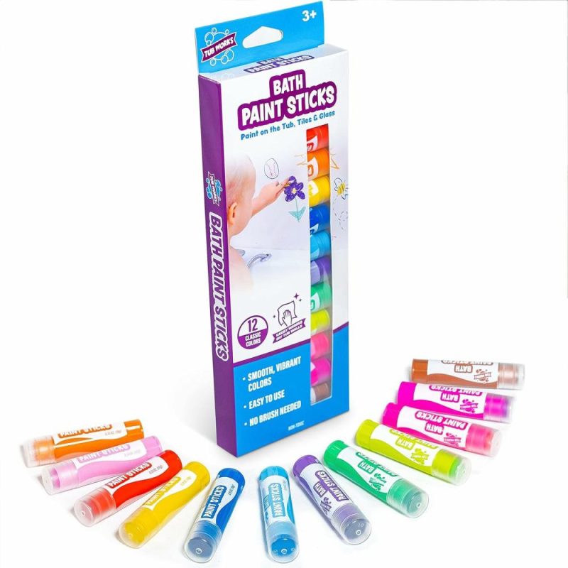 Giocattoli da bagno | Pennelli per Bagno Paint Sticks Gioco Bagno 12 Pezzi | Colori Bagno Senza Toxicità Lavabili | Sticks Rotabili Disegnano Senza Sforzo sulle Pareti della Vasca | Alternativa Sfumata e Vibrante ai Crayon da Bagno