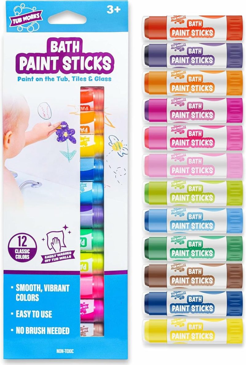 Giocattoli da bagno | Pennelli per Bagno Paint Sticks Gioco Bagno 12 Pezzi | Colori Bagno Senza Toxicità Lavabili | Sticks Rotabili Disegnano Senza Sforzo sulle Pareti della Vasca | Alternativa Sfumata e Vibrante ai Crayon da Bagno