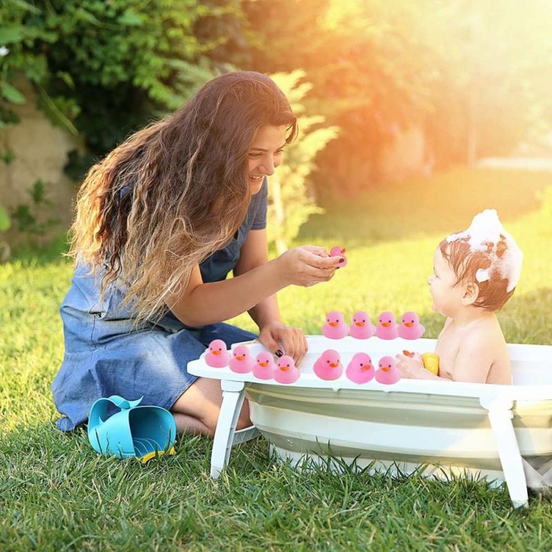 Giocattoli da bagno | Pezzi di gomma rosa per la vasca da bagno, giocattoli per la vasca da bagno per asilo nido, regali per la festa della nascita, neonati, bimbi, giochi per l’auto, galleggianti per Halloween, favor per adulti, decorazioni per il carnevale (piccoli rosa 2.2”-12Pcs)