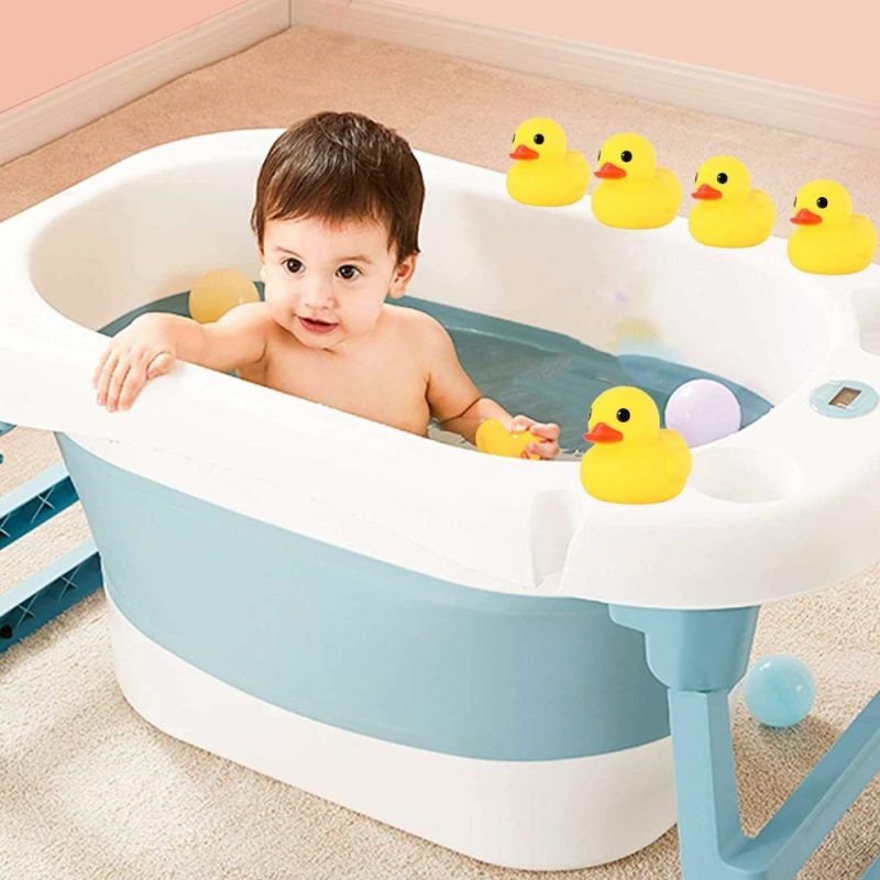 Giocattoli da bagno | Pre-scuola Giocattoli da Bagno Gomma Flottante Schioccio Giocattolo da Bagno per Bambini Bambini Decorazione Festa 12 Pz (Anatre Gialle)