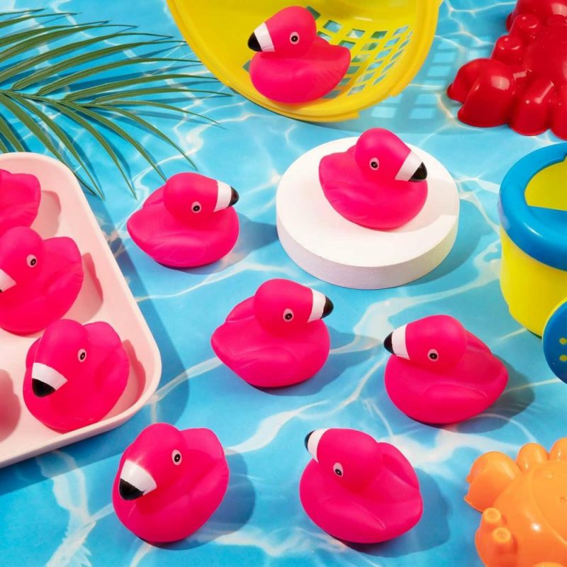 Giocattoli da bagno | Pulcini di Gomma Flamingo per Bambini 12Pz, Flamingo Rosa, Giocattoli da Bagno con Soffietto, Mini Pulcini Flottanti per Battesimo, Decorazione di Torta, Premiazione della Classe