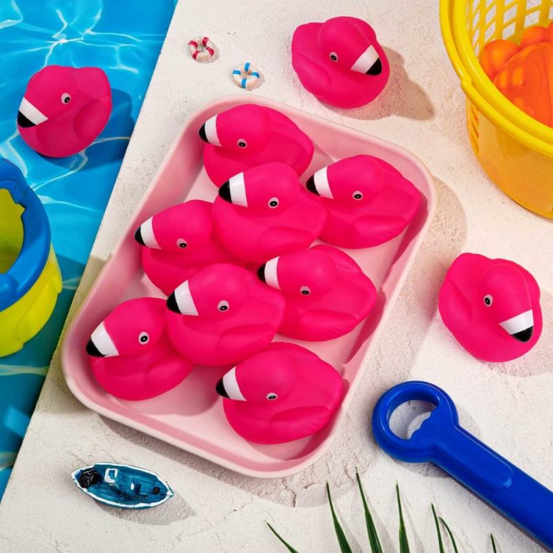 Giocattoli da bagno | Pulcini di Gomma Flamingo per Bambini 12Pz, Flamingo Rosa, Giocattoli da Bagno con Soffietto, Mini Pulcini Flottanti per Battesimo, Decorazione di Torta, Premiazione della Classe