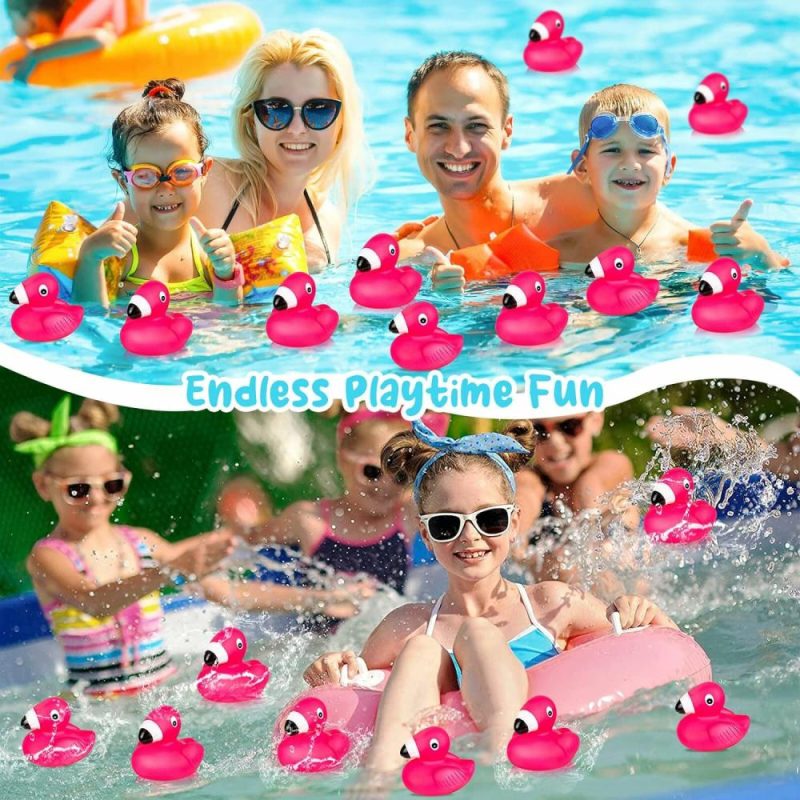 Giocattoli da bagno | Pulcini di Gomma Flamingo per Bambini 12Pz, Flamingo Rosa, Giocattoli da Bagno con Soffietto, Mini Pulcini Flottanti per Battesimo, Decorazione di Torta, Premiazione della Classe