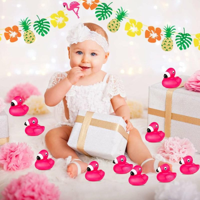 Giocattoli da bagno | Pulcini di Gomma Flamingo per Bambini 12Pz, Flamingo Rosa, Giocattoli da Bagno con Soffietto, Mini Pulcini Flottanti per Battesimo, Decorazione di Torta, Premiazione della Classe