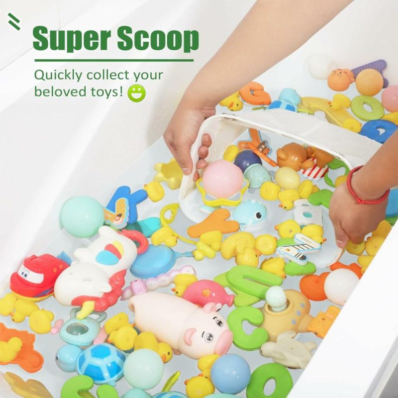 Giocattoli da bagno | Quick Scoop Baby Rete Bagno Gioco Organizzatore 2X Capacità & Apertura Grande Organizzatore Bagno Gioco Regalo Bagno Battibagno Maniglia Gioco per Bambini (Bianco)