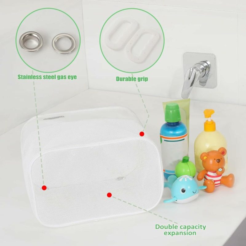 Giocattoli da bagno | Quick Scoop Baby Rete Bagno Gioco Organizzatore 2X Capacità & Apertura Grande Organizzatore Bagno Gioco Regalo Bagno Battibagno Maniglia Gioco per Bambini (Bianco)