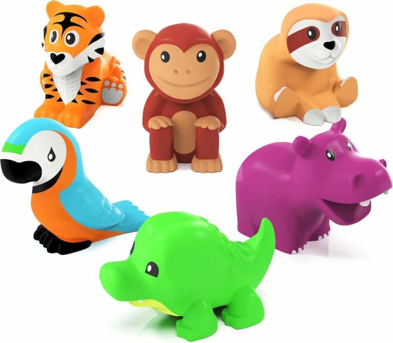 Giocattoli da bagno | Rainforest Mold Free Bath Toys 6 Pack | Design di giocattoli per il bagno sigillati senza buchi | Rimane asciutto | Morbidi, elastici e galleggianti | Facili da afferrare, ideali per neonati e bambini | Grandi giocattoli per la piscina per bambini