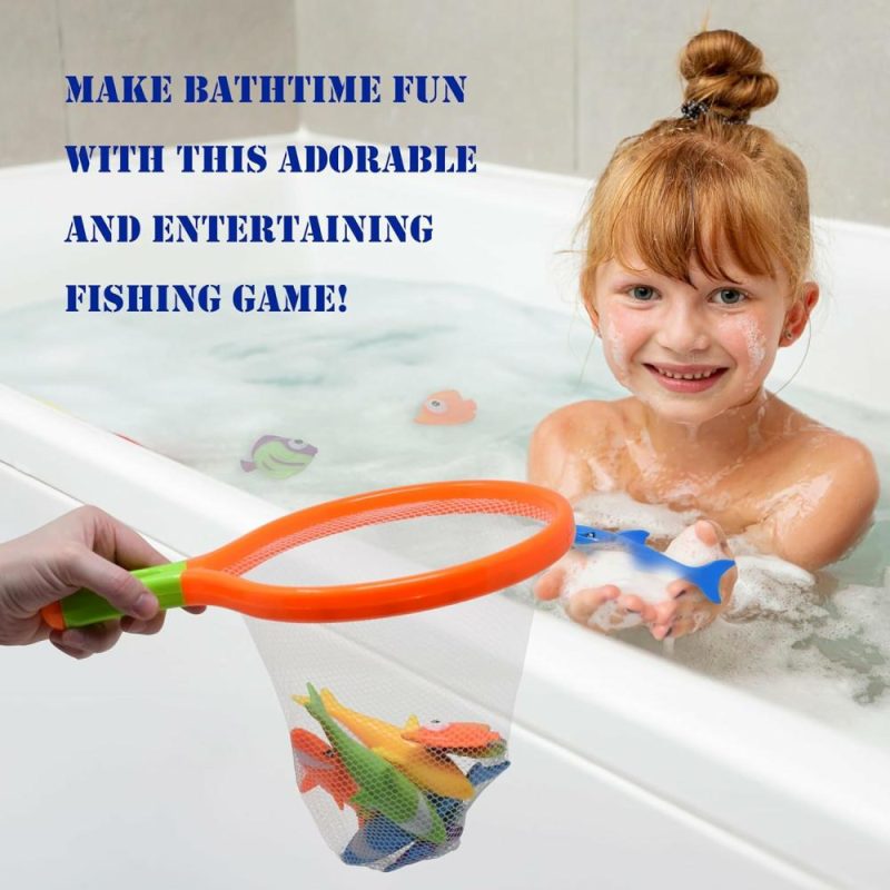 Giocattoli da bagno | Rete da Pesca da Bagno per Bambini | Giocattoli da Bagno per Bambini – Gioco Subacqueo Piccola Pesca Sott’Acqua 4 Squali & 6 Pesci Colorati