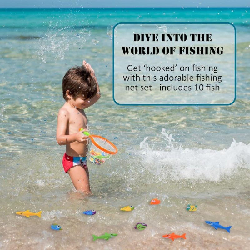 Giocattoli da bagno | Rete da Pesca da Bagno per Bambini | Giocattoli da Bagno per Bambini – Gioco Subacqueo Piccola Pesca Sott’Acqua 4 Squali & 6 Pesci Colorati