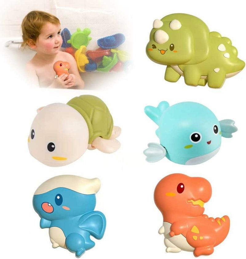 Giocattoli da bagno | Sacchetti adesivi giranti – Giocattoli da bagno di dinosauri per bambini di 1-3 anni, giocattoli rotanti per neonati da 12 a 18 mesi, tartarughe da nuoto per bambini, giocattoli da piscina, giocattoli a rullo per vasca da bagno per bambini