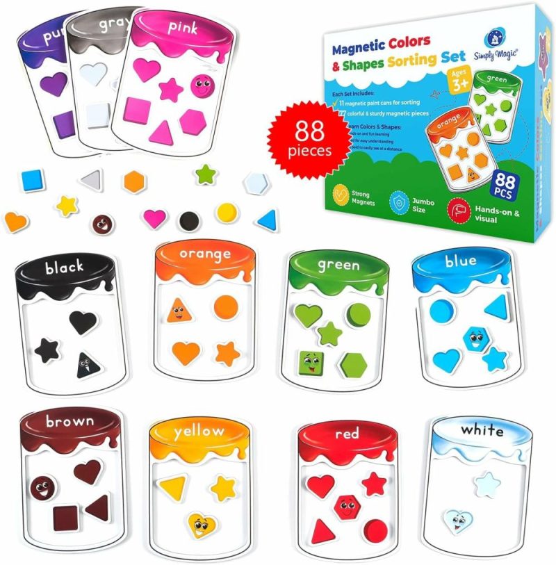 Giocattoli da ordinare e impilare | 88 Set di Classificazione Colori Magnetici – Forme Magnetiche e Giocattoli di Classificazione Colori per Bambini da 1 a 3 Anni – Magnetici per Classificazione Forma e Colore per Frigorifero, Lavagna Bianca – Set di Riconoscimento Colori Magnetici per Classificazione