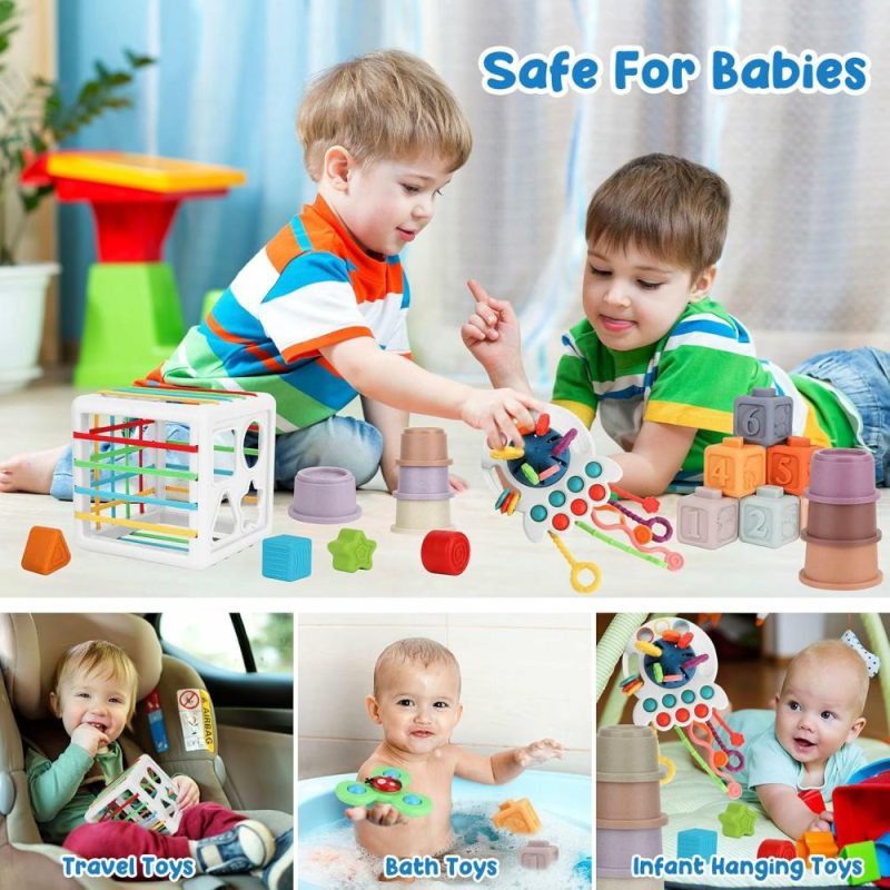 Giocattoli da ordinare e impilare | Baby Toys 6-12 Mesi 5 In 1 Giocattoli Montessori Bambino 1-3  Secchio Sensoriale Giocattoli di Stacking  Giocattoli Rotanti  Coppe di Stacking  Giocattoli Tira e Strisciò Regali per Bambini Maschi Femmine 3 6 9 12 18+ Mesi