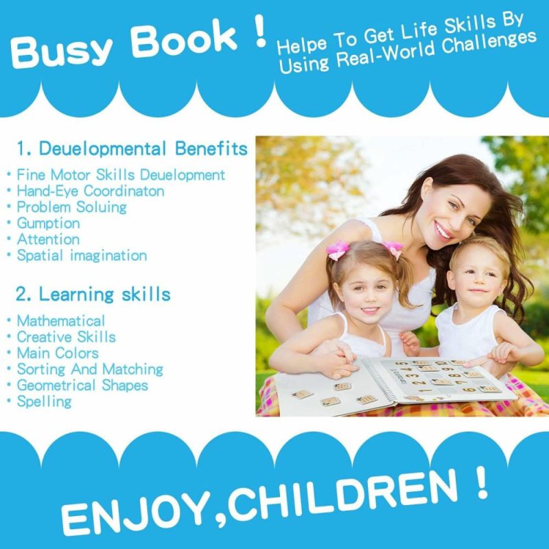 Giocattoli da ordinare e impilare | Busy Book For Kids Montessori Autism Sensory Educational Toys 12 Pagine Attività per Bambini Preschool e Giocattoli di Apprendimento Precoce – Uomini e Donne Sviluppa le Abilità Motorie Finissime