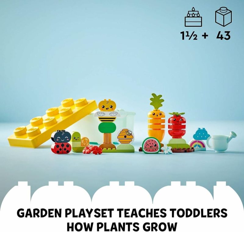 Giocattoli da ordinare e impilare | Duplo My First Organic Garden Brick Box 10984 – Giocattoli a Strati per Bambini e Bambine 1.5+ Anni – Gioco Educativo con Coccinella, Bomboniera, Frutta e Verdura – Gioco Sensoriale per Bambini