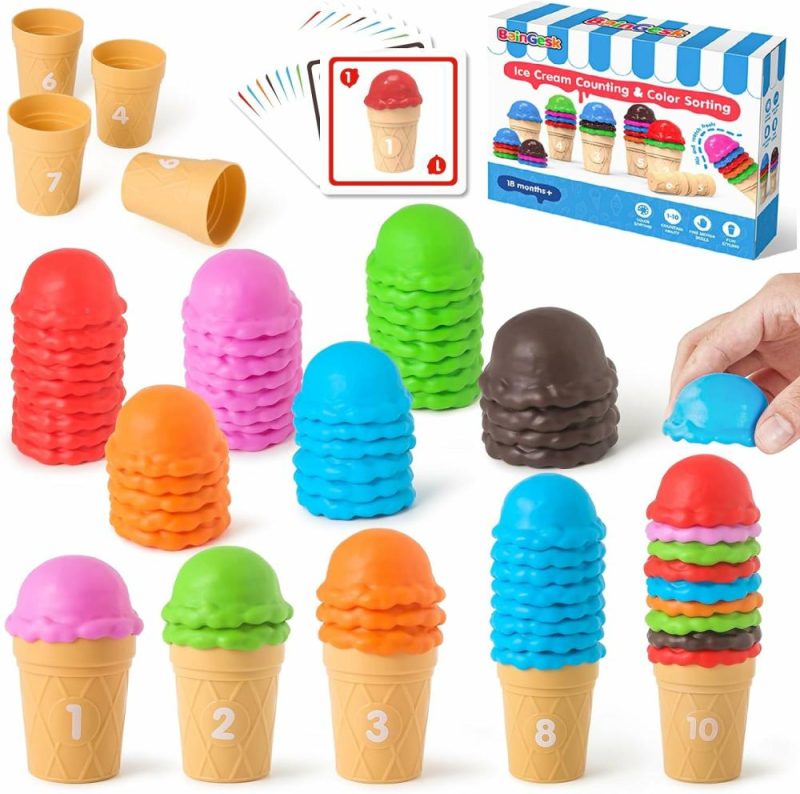 Giocattoli da ordinare e impilare | Gelato Conteggio E Set di Classificazione per Colori Gioco per Bambini 2-4 Anni  Gioco di Stacking Per Bambini 2-4 Anni  Giocattoli di Sviluppo Motorio Fini Montessori  Obbligatori per la Classe Materna Giocattoli Didattici  Regali per Bambini di 2 3 4 5 Anni