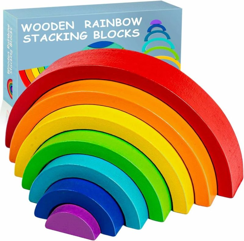 Giocattoli da ordinare e impilare | Gioco a Pianeta di Legno Arcobaleno  Arcobaleno di Legno Stacking Toy  Gioco a Ponte Arcobaleno Montessori  Colorati Blocchi da Stacking Puzzle per Bambini 2 3 4 5 Anni  Giocattoli Arcobaleno Decorativi