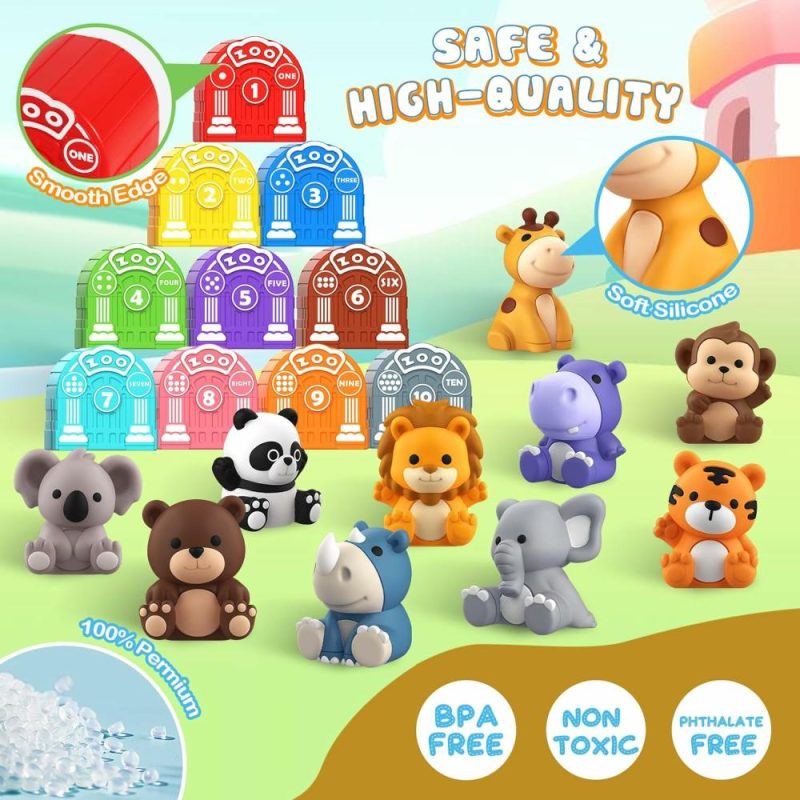 Giocattoli da ordinare e impilare | Gioco per Bambini da 1 a 3+ Anni, Gioco Educativo per Bambini con 20 Pezzi di Animali Safari, Gioco Educativo Montessori, Regalo di Pasqua con 10 Animali e 10 Case per Bambini Maschi e Femmine