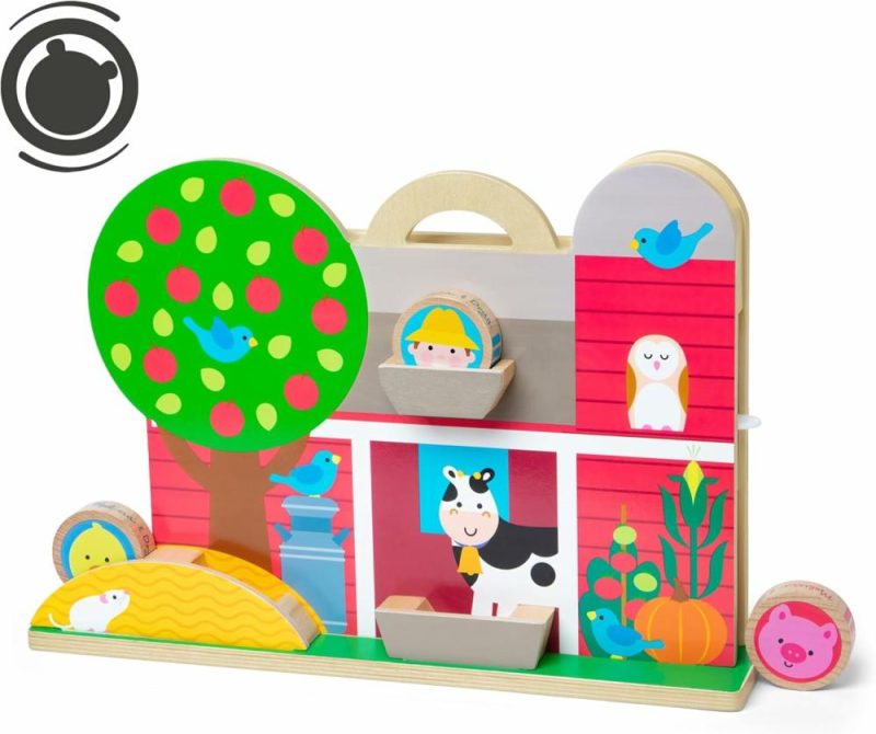 Giocattoli da ordinare e impilare | Go Tots Wooden Barnyard Tumble With 4 Disks – Certificato Fsc