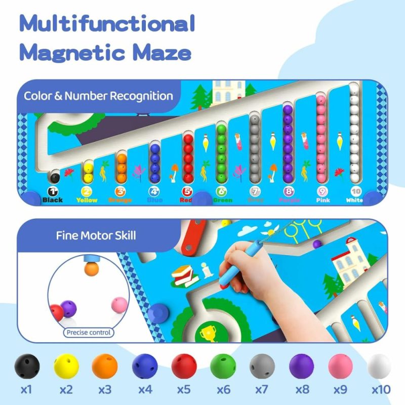 Giocattoli da ordinare e impilare | Magnetic Color And Number Maze – Giocattoli Montessori per Bambini da 3 anni in su – Giocattoli in Legno con Puzzle e Giochi di Tavolo – Attività di Apprendimento e Educative per la Prima Infanzia – Regali per Bambini di 3 4 5 Anni Maschi e Femmine