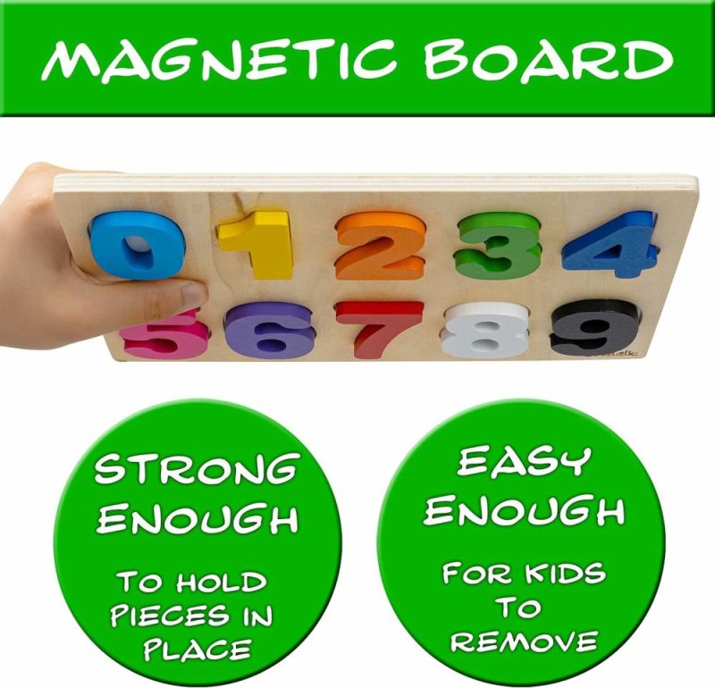 Giocattoli da ordinare e impilare | Magnetic Wooden Educational Number Puzzle – Gioco da Tavolo Didattico Numerico in Legno Magnetico – Scopri i Numeri e il Riconoscimento dei Colori – Gioco per Bambini di Preschool – Educazione Montessori