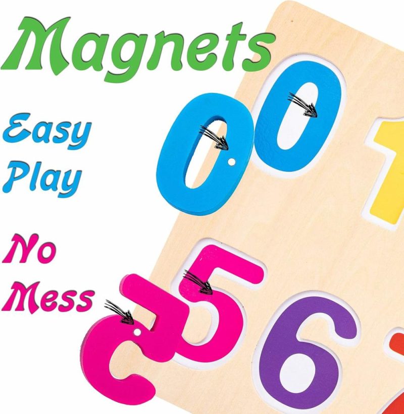 Giocattoli da ordinare e impilare | Magnetic Wooden Educational Number Puzzle – Gioco da Tavolo Didattico Numerico in Legno Magnetico – Scopri i Numeri e il Riconoscimento dei Colori – Gioco per Bambini di Preschool – Educazione Montessori