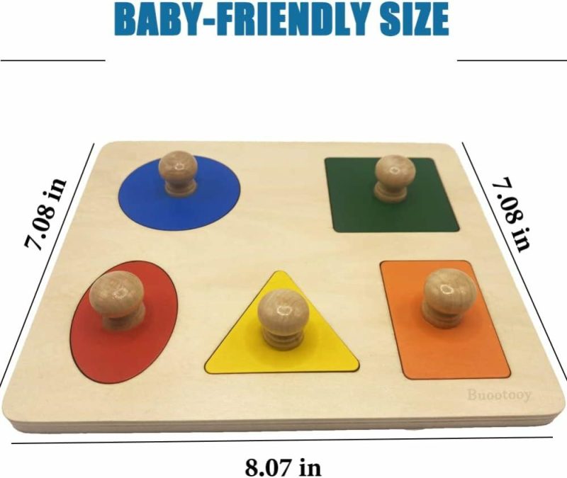 Giocattoli da ordinare e impilare | Montessori Multi Forma Gioco Educativo in Legno Puzzle per Bambini e Bambine Primi Passi Gigante Base (5 Forme Geometriche)