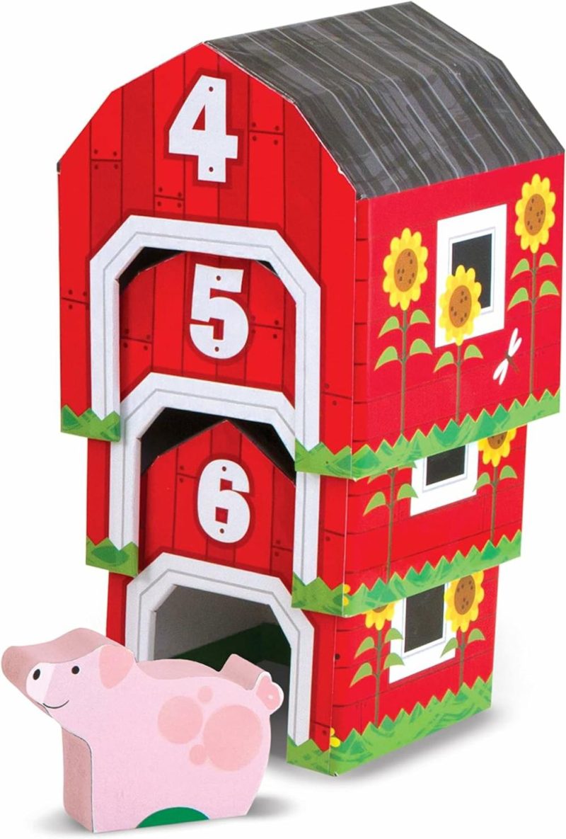 Giocattoli da ordinare e impilare | Nesting e Sorting Barns e Animals con 6 capanne numerate e animali di legno corrispondenti – Giocattoli di apprendimento con numeri, Giocattoli di ordinamento e impilamento per bambini di 2 anni+