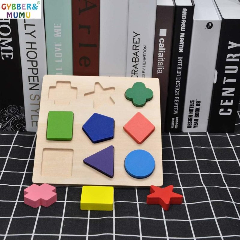 Giocattoli da ordinare e impilare | Puzzle a forma colorato in legno per la scuola materna