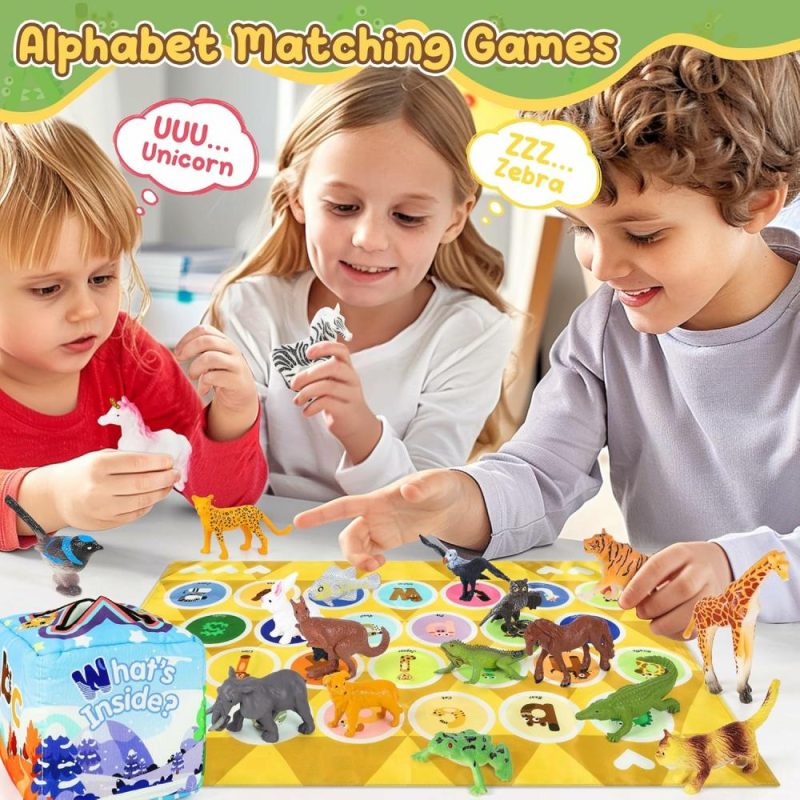 Giocattoli da ordinare e impilare | Scatola Mista dell’Alfabeto per Bambini – Gioco di Apprendimento dell’Alfabeto con 26 Figurine Animali e Gioco di Abbinamento delle Lettere, Gioco Educativo Montessori, Regalo per Bambini di 3-8 Anni