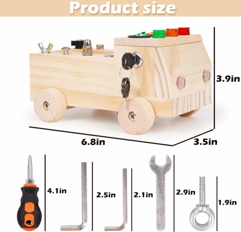 Giocattoli da ordinare e impilare | Set di Viti Montessori per Auto, Luce a LED per Pannello Occupato di Auto, Gioco Montessori per Bambini, Set di Attrezzi in Legno per Camioncini, Attività per Sviluppo della Mano Finissima e Giocattoli Educativi Sensoriali per Bambini