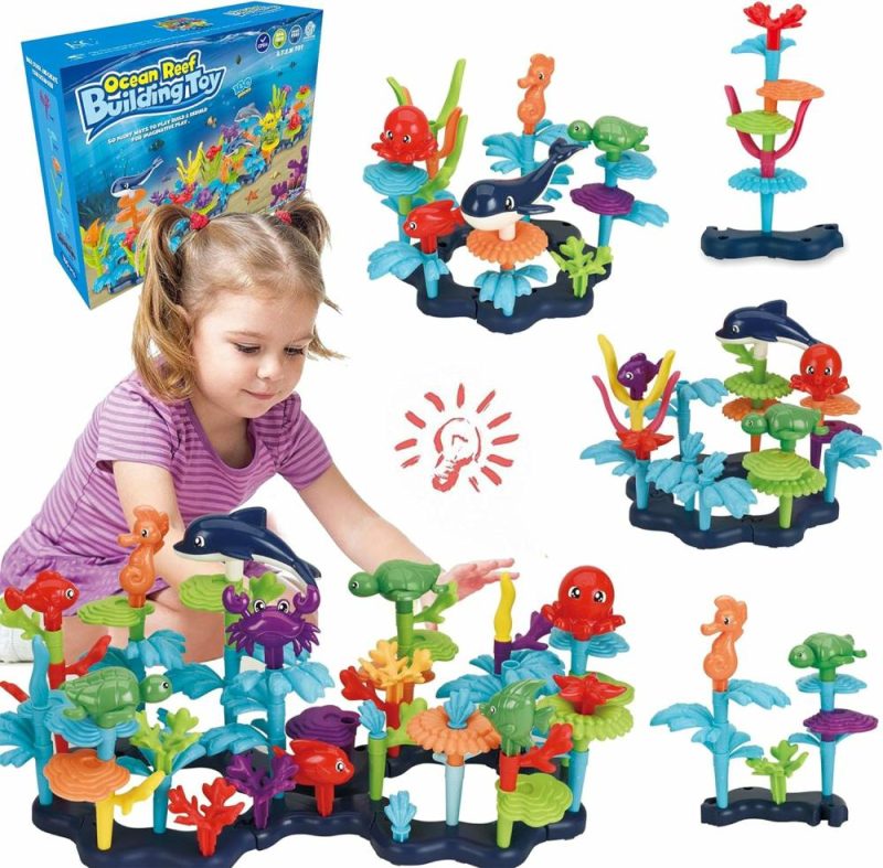 Giocattoli da ordinare e impilare | Set Edilizia Ocean Reef 180Pz  Gioco di Mattoncini per Bambini 3 4 5 6  Gioco di Costruzione Interlamellare