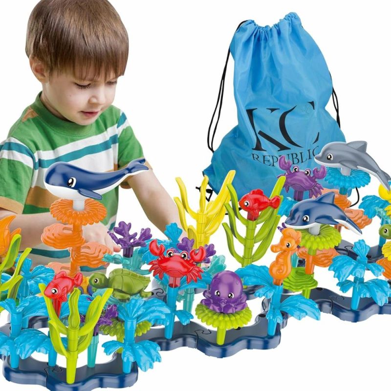 Giocattoli da ordinare e impilare | Set Edilizia Ocean Reef 180Pz  Gioco di Mattoncini per Bambini 3 4 5 6  Gioco di Costruzione Interlamellare