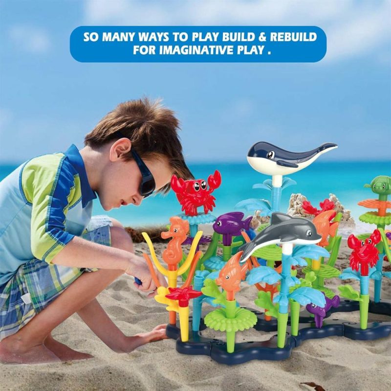 Giocattoli da ordinare e impilare | Set Edilizia Ocean Reef 180Pz  Gioco di Mattoncini per Bambini 3 4 5 6  Gioco di Costruzione Interlamellare