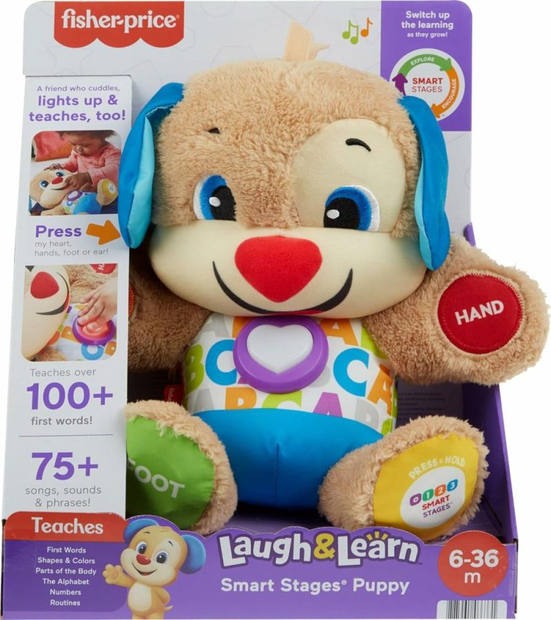 Giocattoli di sviluppo precoce elettronici | Gioco per Bambini e Bambino in Età Precoce Sorriso & Impara Fasi Intelligente Cagnolino Morbido Musicale con Luci e Frasi per Neonati da 6+ Mesi