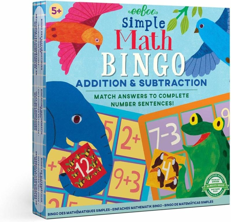 Giochi di società | Gioco Bingo Matematico Semplice Aggiunta e Sottrazione Corrispondi Risposte per Completare Frasi Numeriche 54 Tessere Incluse Da 5 Anni In Su