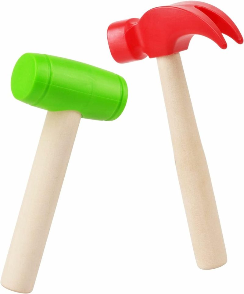 Hammering & Pounding Toys | 2Pcs Giocattolo Martello Simulazione Martelli di Legno Piccoli Martelli di Plastica Martello per Bambini Portatile Attrezzi di Manutenzione Giocattoli Gioco di Fantasia Martello Falso per Bambini Maschi Femmine