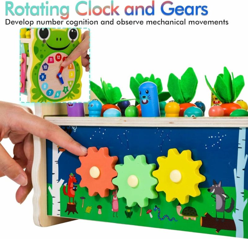 Hammering & Pounding Toys | 6 Giocattoli Montessori in Legno per 1 Anno: Whack-A-Mole con Martello, Xilofono, Piccione, Gioco della Carota da Raccogliere. Regalo Educativo per Bambini da 1 a 4 Anni