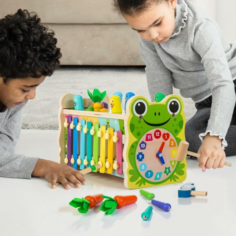 Hammering & Pounding Toys | 6 Giocattoli Montessori in Legno per 1 Anno: Whack-A-Mole con Martello, Xilofono, Piccione, Gioco della Carota da Raccogliere. Regalo Educativo per Bambini da 1 a 4 Anni