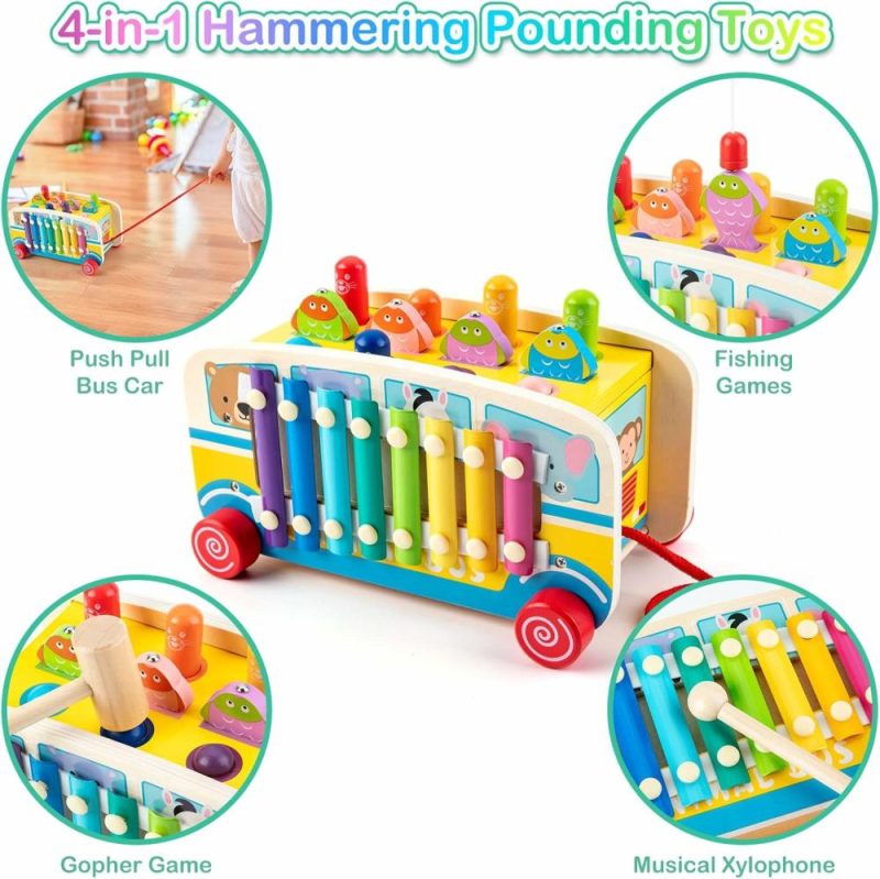 Hammering & Pounding Toys | Giocattoli Montessori in Legno per Bambini di 1 Anno  Giocattoli di Picconatura e Pounding  Con Gioco di Pesca Whack A Mole Xilofono  Giocattoli Educativi per Scuola Materna  1 2 3 Anni Bambino Natale Compleanno Regalo