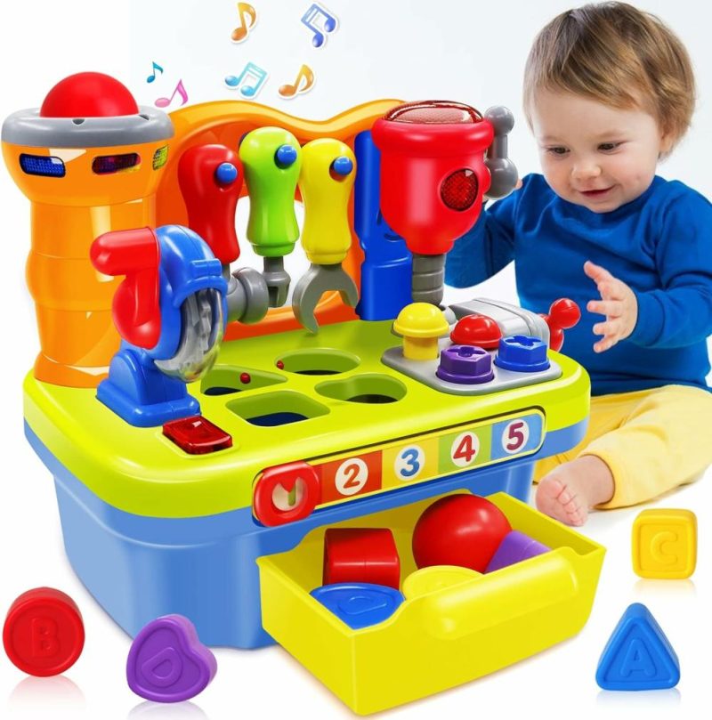 Hammering & Pounding Toys | Giocattoli per Bambini di 1 Anno, Uomo e Donna, Tavolo di Lavoro Musicale per Apprendimento, Regalo di Compleanno per Bambino di 1-2 Anni, Giocattoli Educativi con Suoni e Forme, Giocattoli per Bambini di 1-2 Anni, Set di Attrezzi per Bambini di 12-18 Mesi