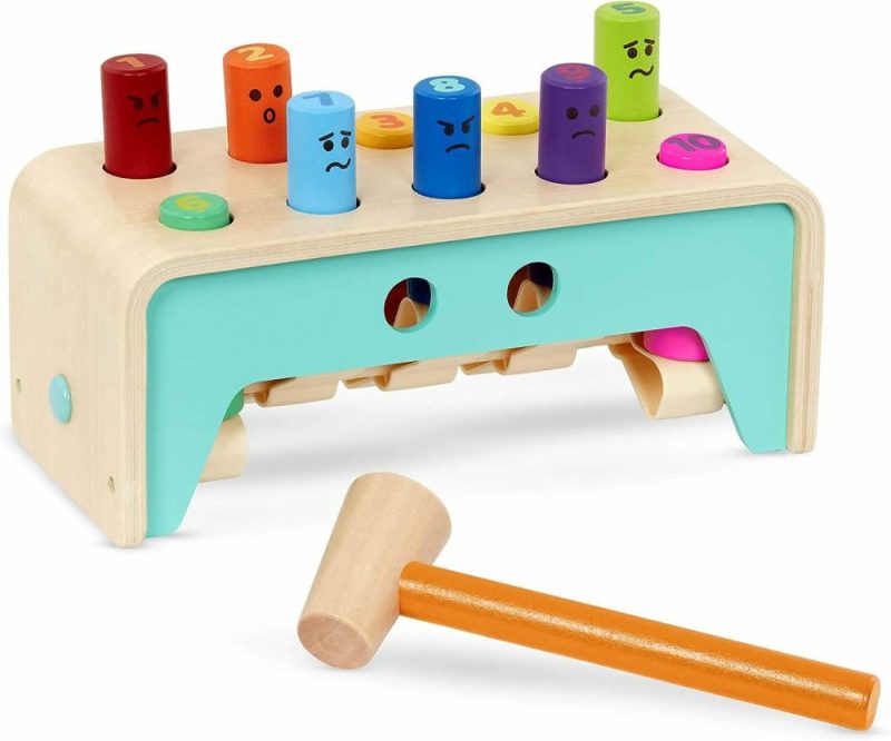 Hammering & Pounding Toys | Giocattolo Mazzo di Legno per Bambini – Piccoli – Panca da Puntare con Spillo e Mazzuolo – Giocattolo Colorato di Sviluppo – Panca da Puntare e Contare – 1 Anno + – Panca da Puntare e Contare