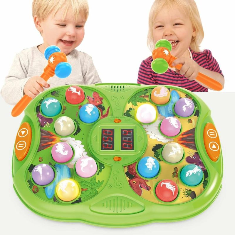 Hammering & Pounding Toys | Gioco a Pugni contro un Topo – Gioco a Pugni contro un Dinosaurio – Gioco Educativo Interattivo per Bambini con 2 Martelli – Suono e Luce – Modalità Pk – Regalo di Compleanno per Bambini di 3 4 5 6 7 8 Anni – Bambino Bambina