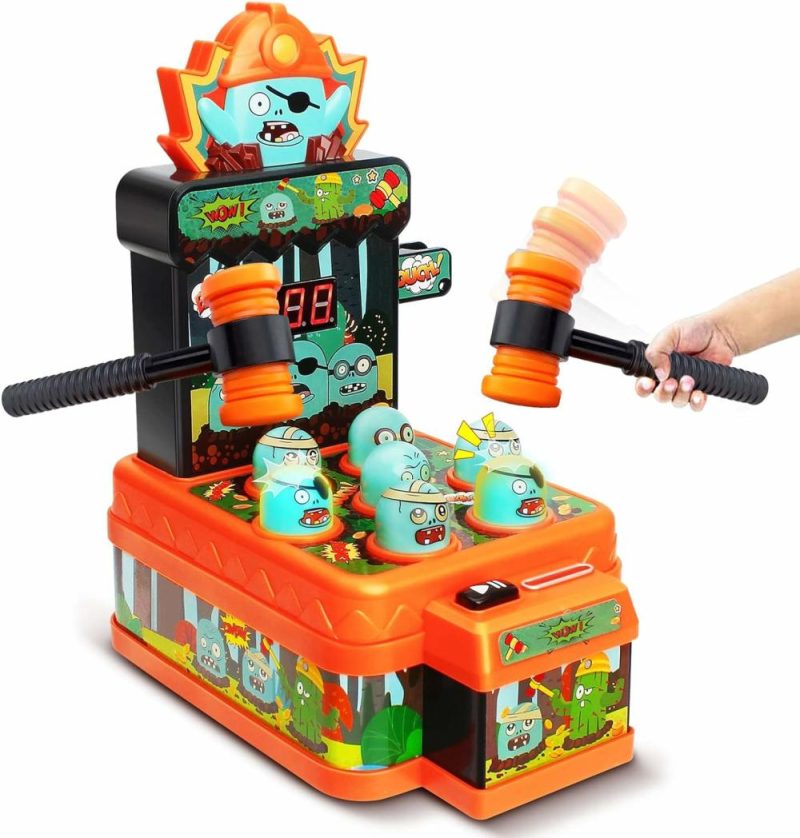 Hammering & Pounding Toys | Gioco Arcade di giocattoli per bambini di 3 anni Gioco del Topolino Piccola Macchina Elettronica Interattiva con Martello e Pestelli Idea di Regalo per Bambini di 3 4 5 6 7 8+ Gioco di Halloween in Stile Cartone Zombi