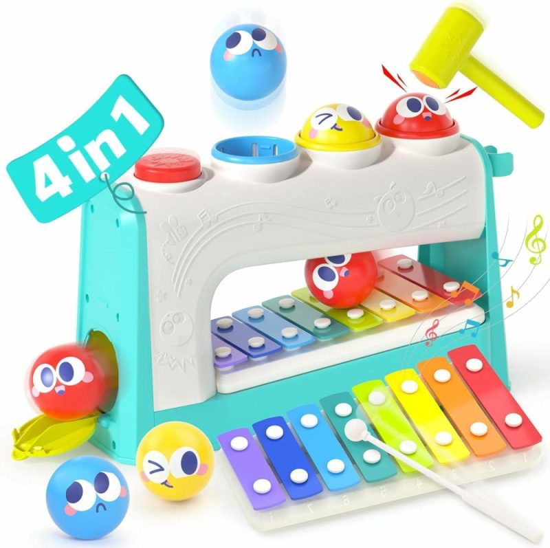 Hammering & Pounding Toys | Gioco per Bambino di 1 Anno Compleanno Regalo – 4 in 1 Xilofono Musicale di Colpo  Gioco Montessori per Bambina di 1 Anno Regalo – Gioco per Bambino di 2 Anni Accessori per Scatola dell’Uovo di Pasqua